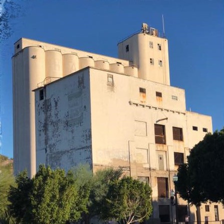 This photo shows the multi-story building that housed Hayden's Flour Mill in Tempe, Arizona.